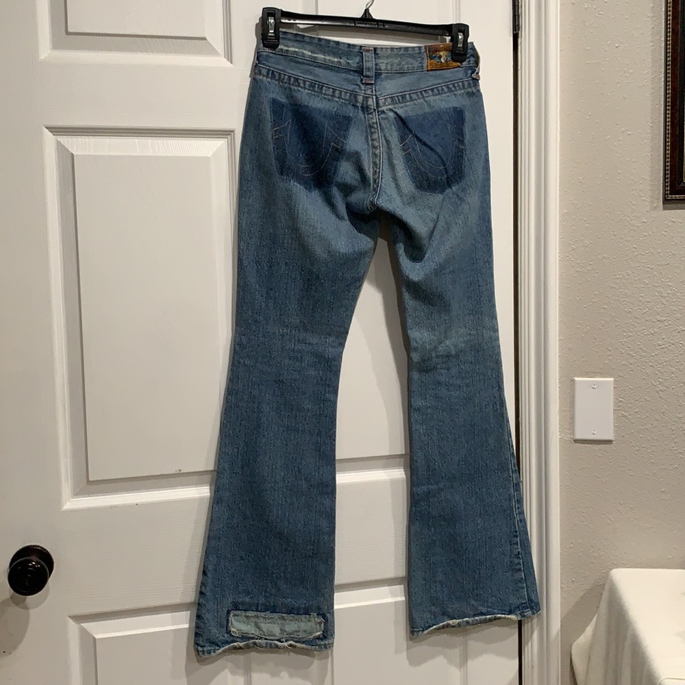 True Religion Patchwork Distressed Boot Cut Jeans - image 5